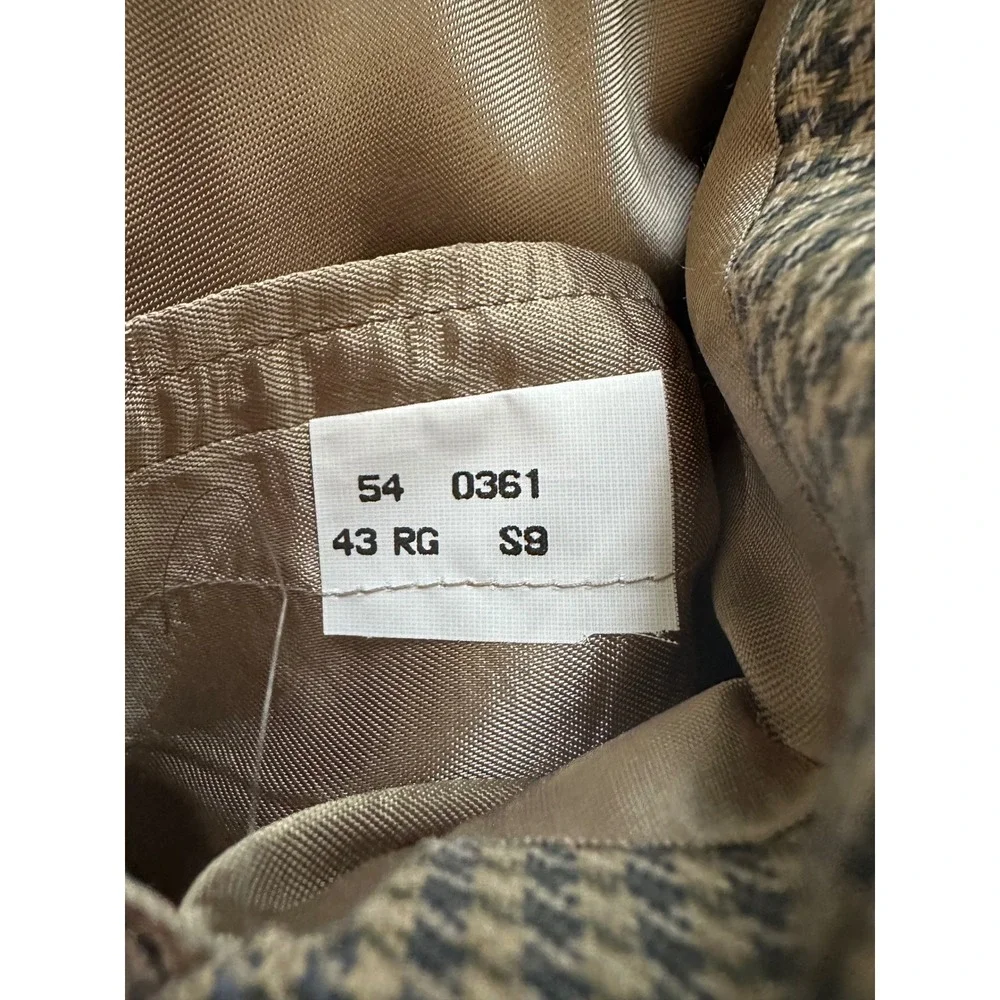 Brooks Brothers Sport Coat Linen blazerHoundstooth Mens 43 RG Brown Excellent